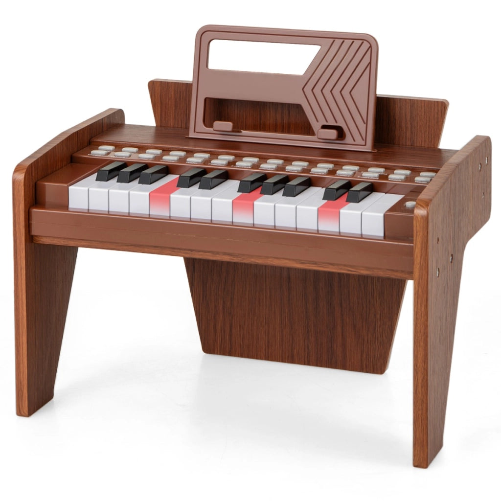 Mini tastiera digitale giocattolo con velocit¨¤ e volume regolabili, Mini tastiera pianoforte per bambini a 25 tasti Marrone