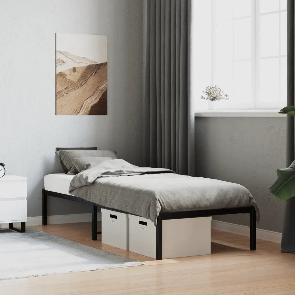 Letto singolo | Letto per adulti | Giroletto in Metallo Nero 75x190 cm