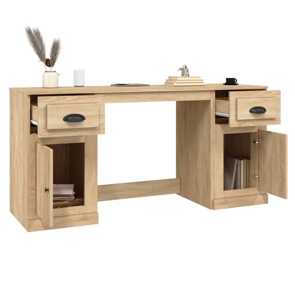 Scrivania da ufficio postazione di lavoro mobile per computer studio con mobiletto rovere Sonoma legno marrone ingegnerizzato 02_0023387