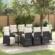 Set da Pranzo per Giardino con cuscino 9 pcs Nero polyrattan 3380532