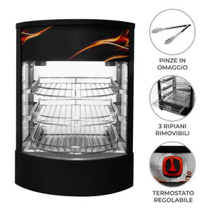Scaldavivande commerciale 30 - 85°C  per pizza Display In vetro Incluse le pinze
