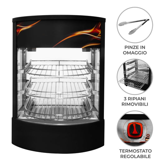 Scaldavivande commerciale 30 - 85°C  per pizza Display In vetro Incluse le pinze