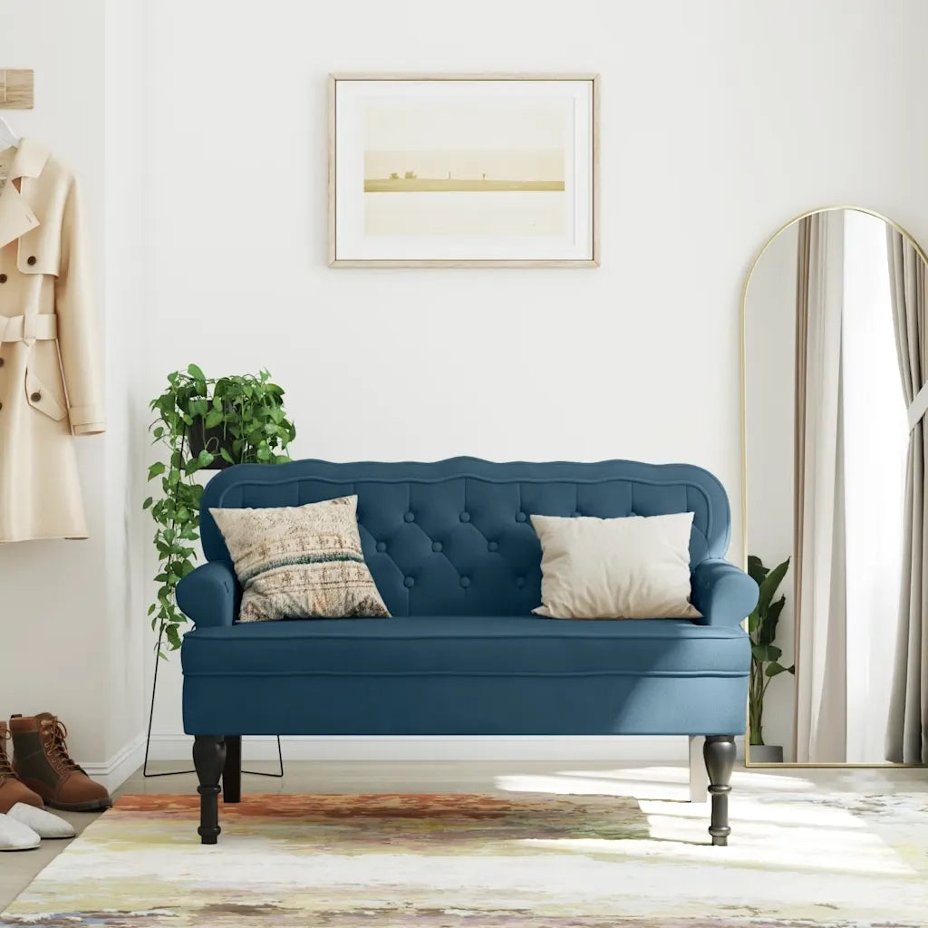 Panca con Schienale Blu 119,5x64,5x75 cm in Velluto