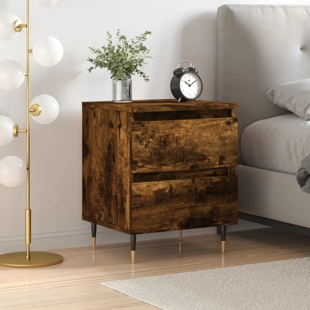 Comodino-Tavolino da notte Rovere Fumo 40x35x50 cm in Legno Multistrato 475894