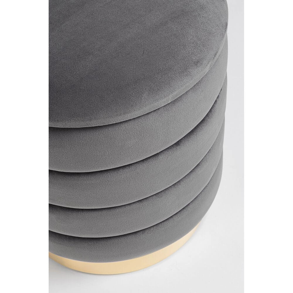 Set di 2 Pouf Contenitore Rotondi in Velluto con Base Dorata - TINI