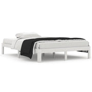 Letto matrimoniale | Letto per adulti | Giroletto Bianco in Legno Massello di Pino 140x200 cm