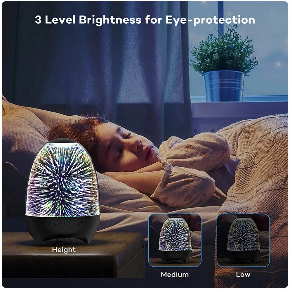 Trade Shop - Lampada A Led Luce Notte 3d Cassa Bluetooth Integrata Effetto Fuochi Artificio -