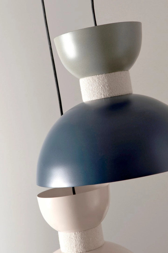 Lampadario a Sospensione in Metallo con Dettaglio in Cotone D21 - SHIORI