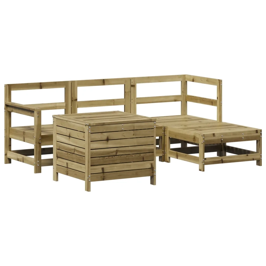 Set Divani da Giardino 5 pz | Set Salotto da Giardino in Legno Impregnato di Pino