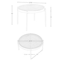 Tavolino rotondo in rattan, legno nero e acciaio nero