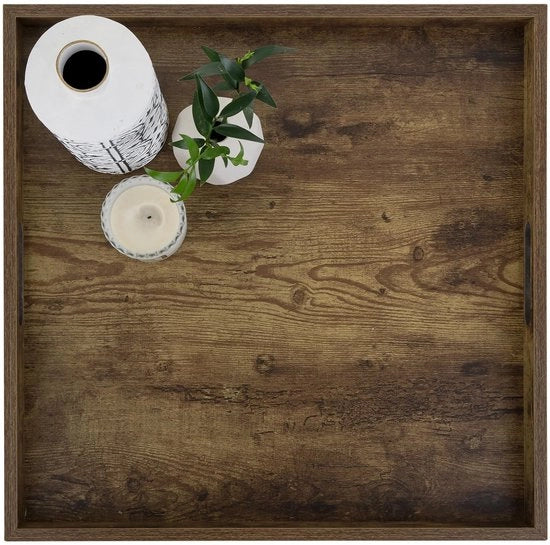 Scodella per servire grande - Piatto di legno per servizio - Piatto di servizio quadrato - Piatto di servizio con antiscivolo - Piatto di servizio decorativo - Capacità di stoccaggio 50 cm