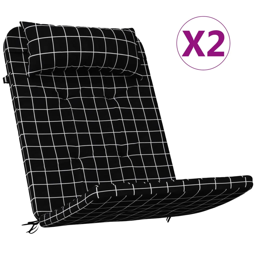 Cuscini Sedia Adirondack 2 pz a Quadri Neri in Tessuto Oxford 361846