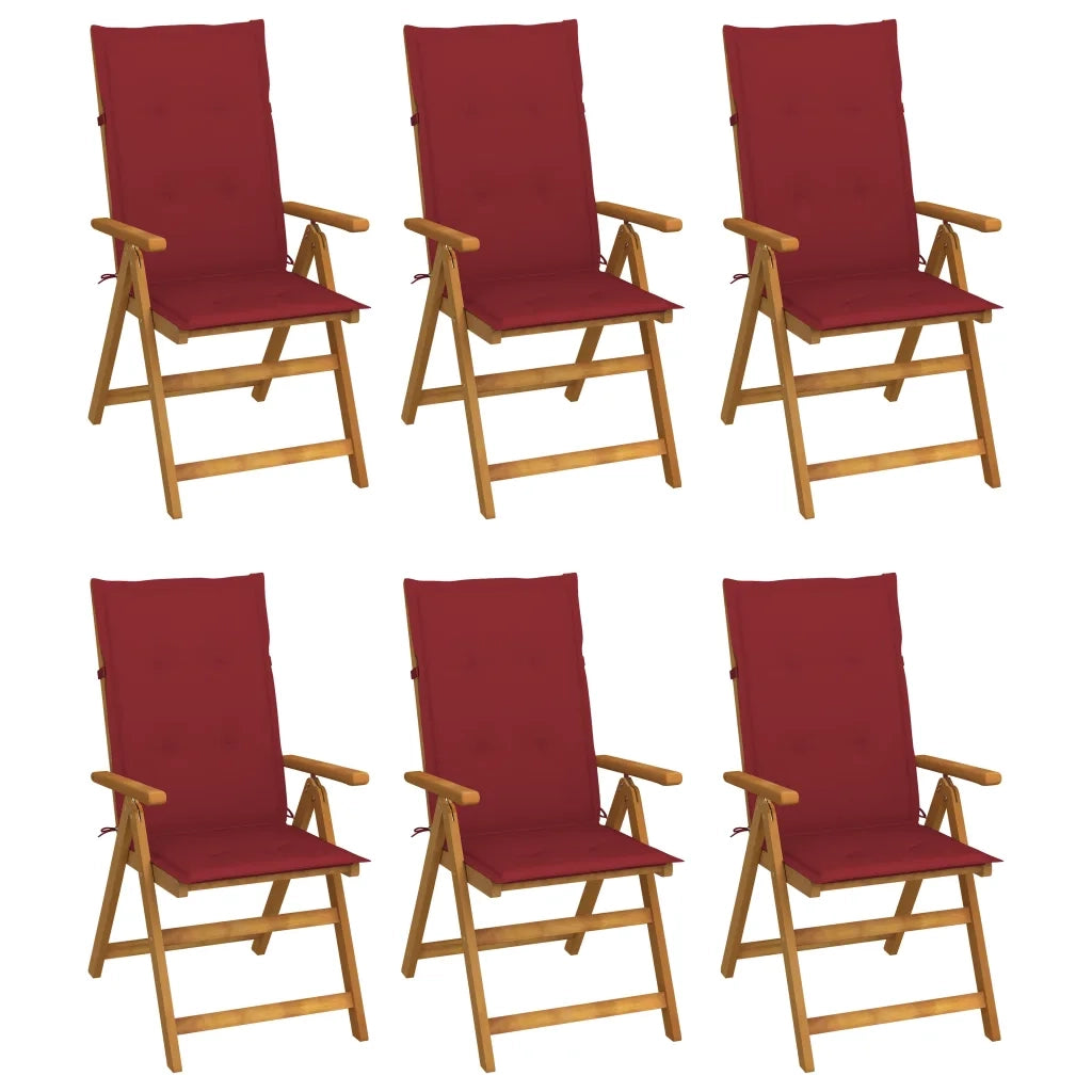 Sedie da Giardino Pieghevoli 6 pz con Cuscini Massello Acacia cod mxl 8418