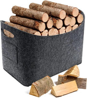 Tas per il fuoco in legno di quercia grande con capienza 63 litri 53 x 40 x 30 cm pieghevole e contenitore per legna da ardere - contenitore multifunzionale per acquisti giocattoli giornali