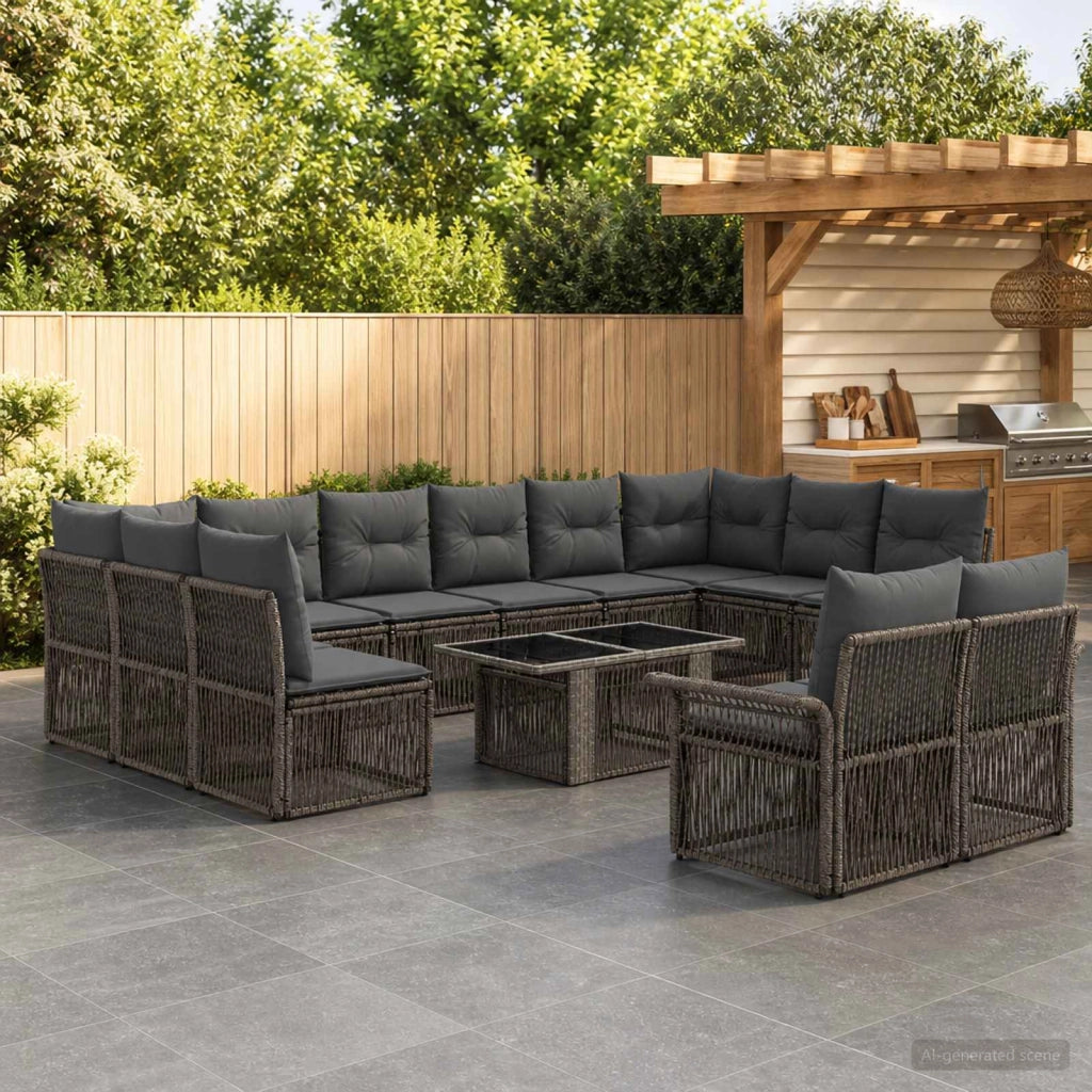 Set Divano da Giardino 13 pz Grigio e Grigio Scuro polyrattan 3436706