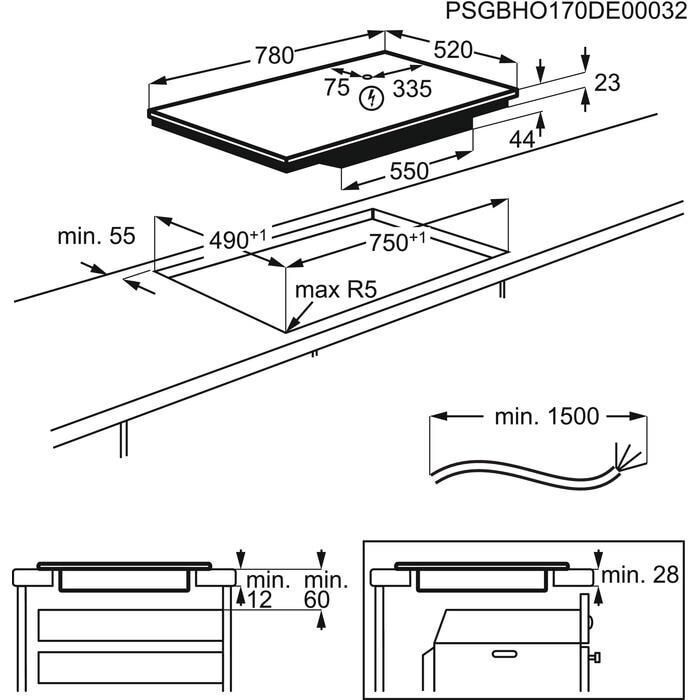 Electrolux EIL83443BW Bianco Da incasso 78 cm Piano cottura a induzione 4 Fornello(i)