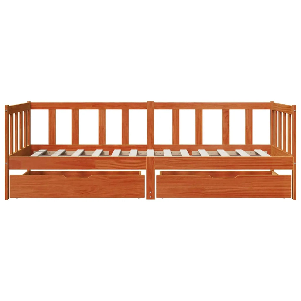 Daybed con testiera 3 pcs Marrone cerato Legno di Pino Massello