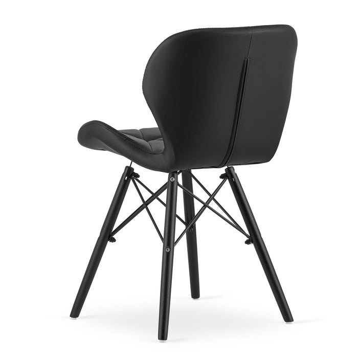 Sedia Valora WAKO in ecopelle nera design moderno x3