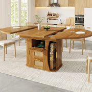 Tavolo da pranzo estensibile 118x118x77.1 cm con spazio contenitore; MDF; naturale