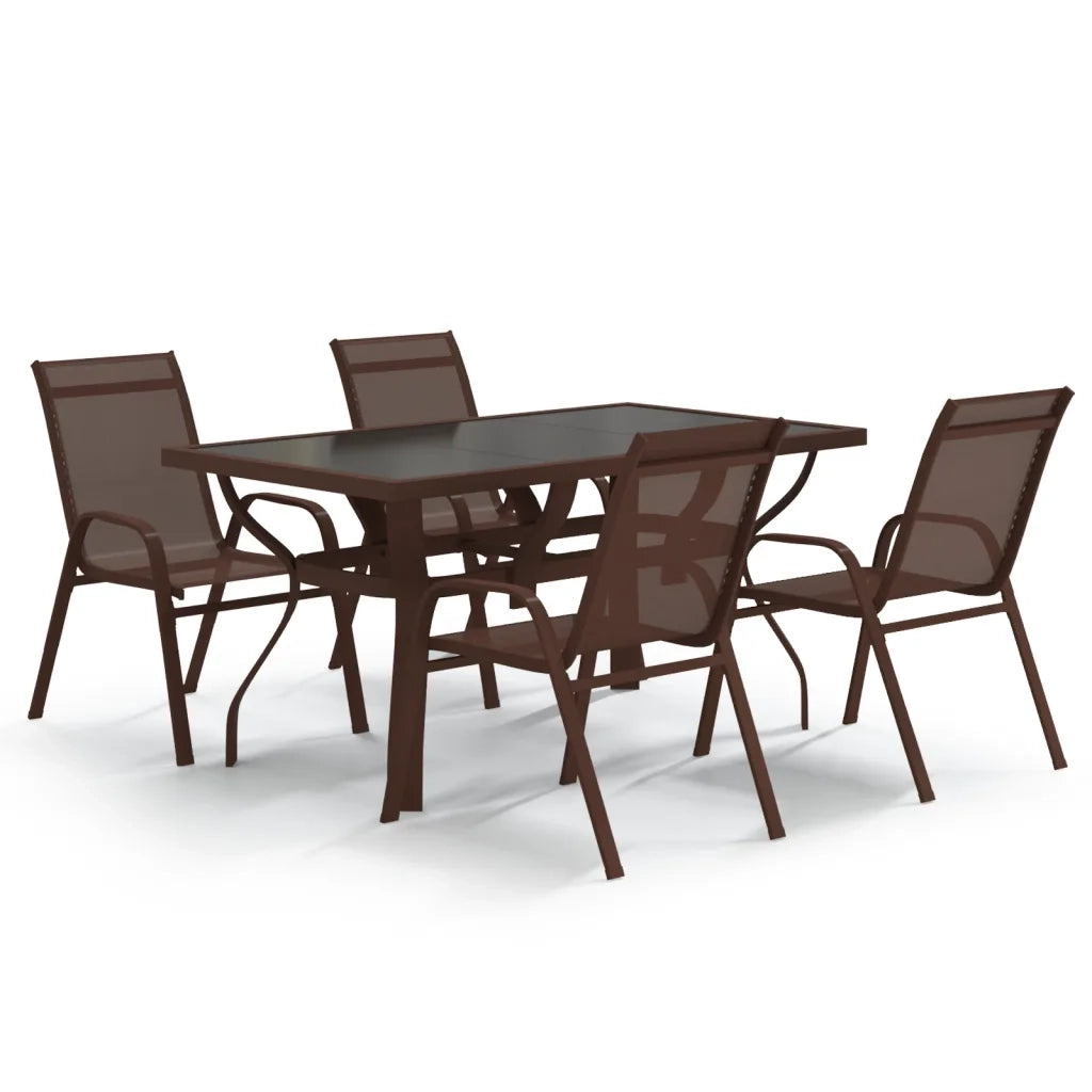 Set da Pranzo da Giardino 5 pz Marrone e Nero 3095983
