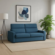 Ozegna, Divano Fisso 3 Posti Sfoderabile Made in Italy, 220x95 cm blu