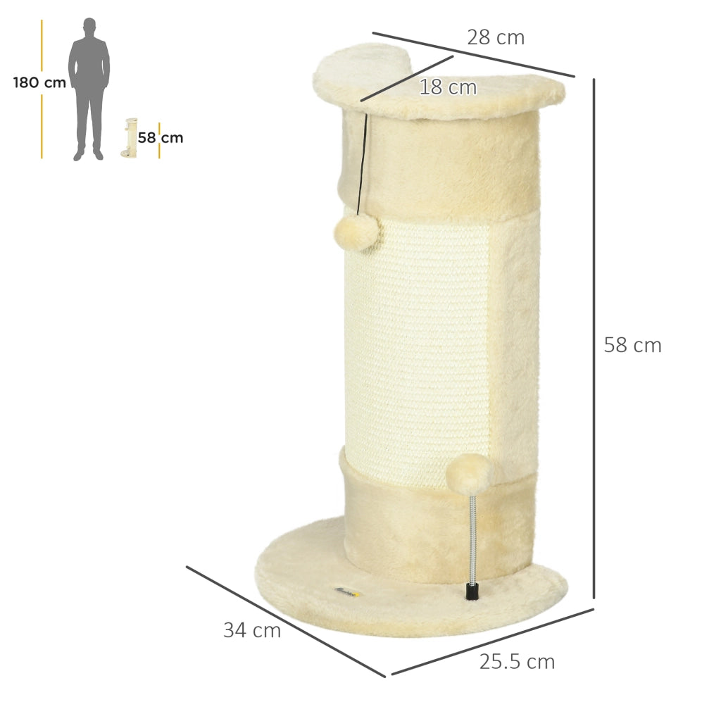 Tiragraffi per Gatti con Palline ¨C zephmum ¨C 34x25.5x58cm Beige