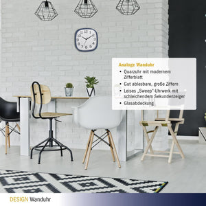 TFA-Dostmann 60.3053.06 wall/table clock Parete Quartz clock Quadrato Blu, Bianco