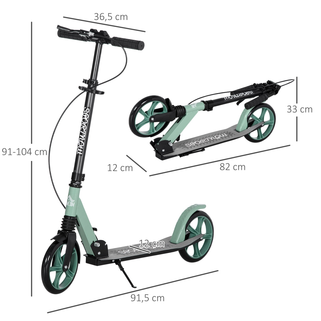 Monopattino pieghevole per adulti ¨C zephmum ¨C verde, ruote 20 cm, ammortizzatore, doppio freno