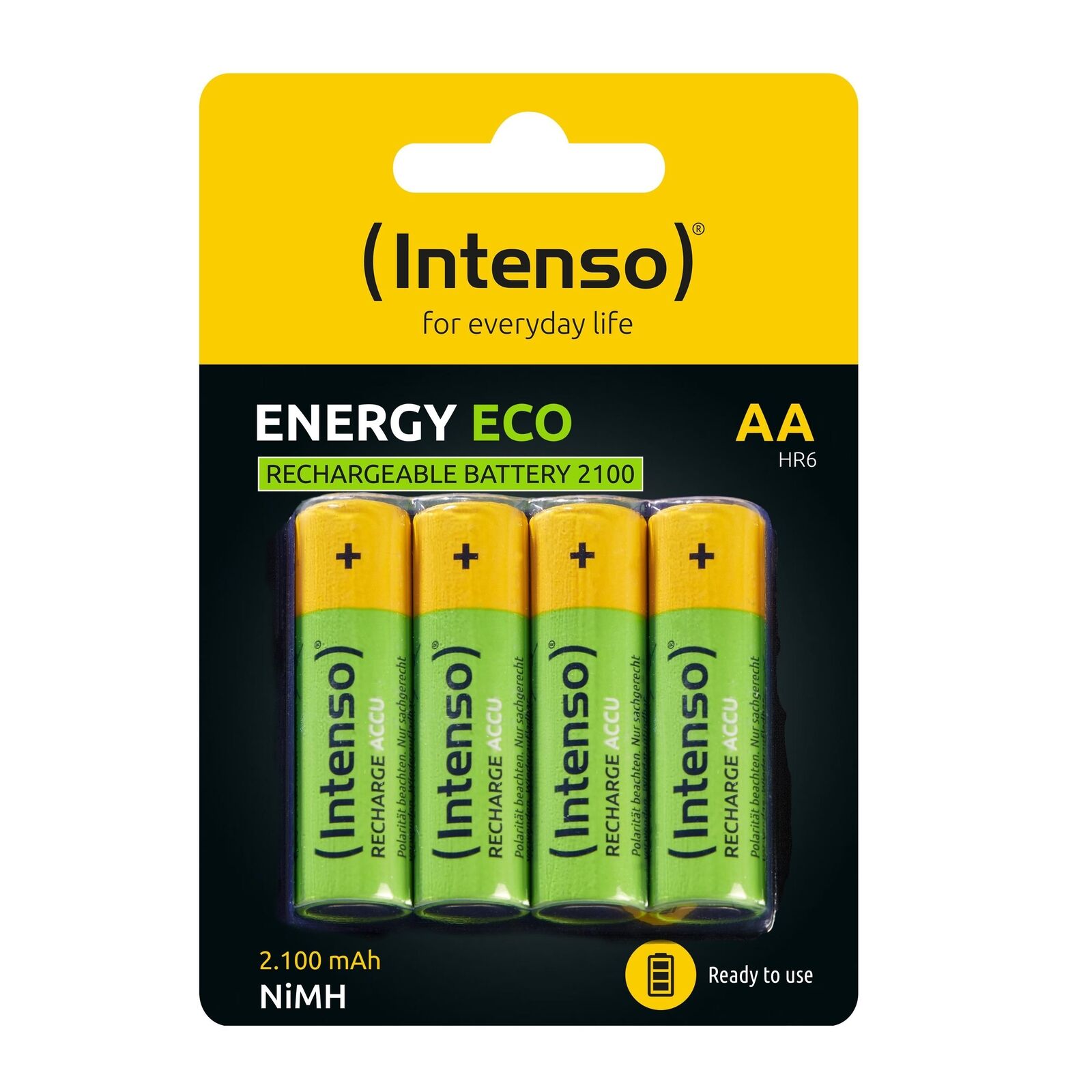 Intenso HR6 NiMH Energy Eco 2100mAh 4er Blister - Mignon (AA) - 2.100 mAh Batteria ricaricabile Stilo AA Nichel-Metallo Idruro (NiMH)
