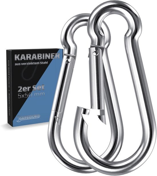 Due Grappini in Acciaio Zinato - Sicuri per Chiavi/Camping - Ergonomici - 5x50 mm - Grappino