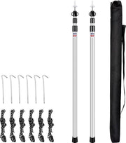 Polo da Campeggio Telescopico - 2 Pezzi 90-230 cm con Punti di Ancore e Cavi in Nylon