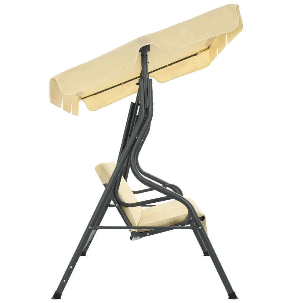 Panchina a Dondolo da Giardino | Panca da Giardino Bianco Crema 170x110x153 cm