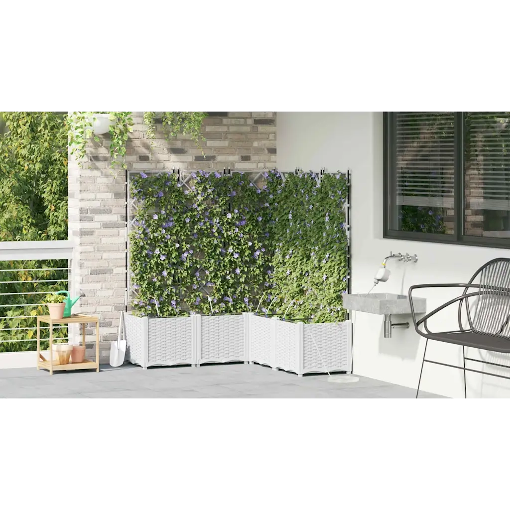 Fioriere | Cassetta per fiori | Vaso da giardino 5 pz Bianco 120 x 120 x 142 cm Plastica