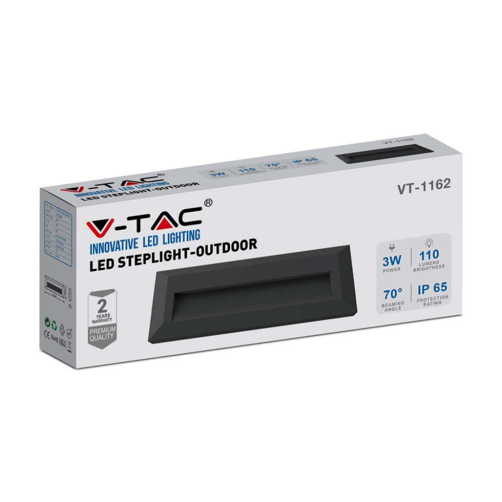 Faretto led 3W segnapasso a incasso Light Black Body Round Oquectangular 3000K