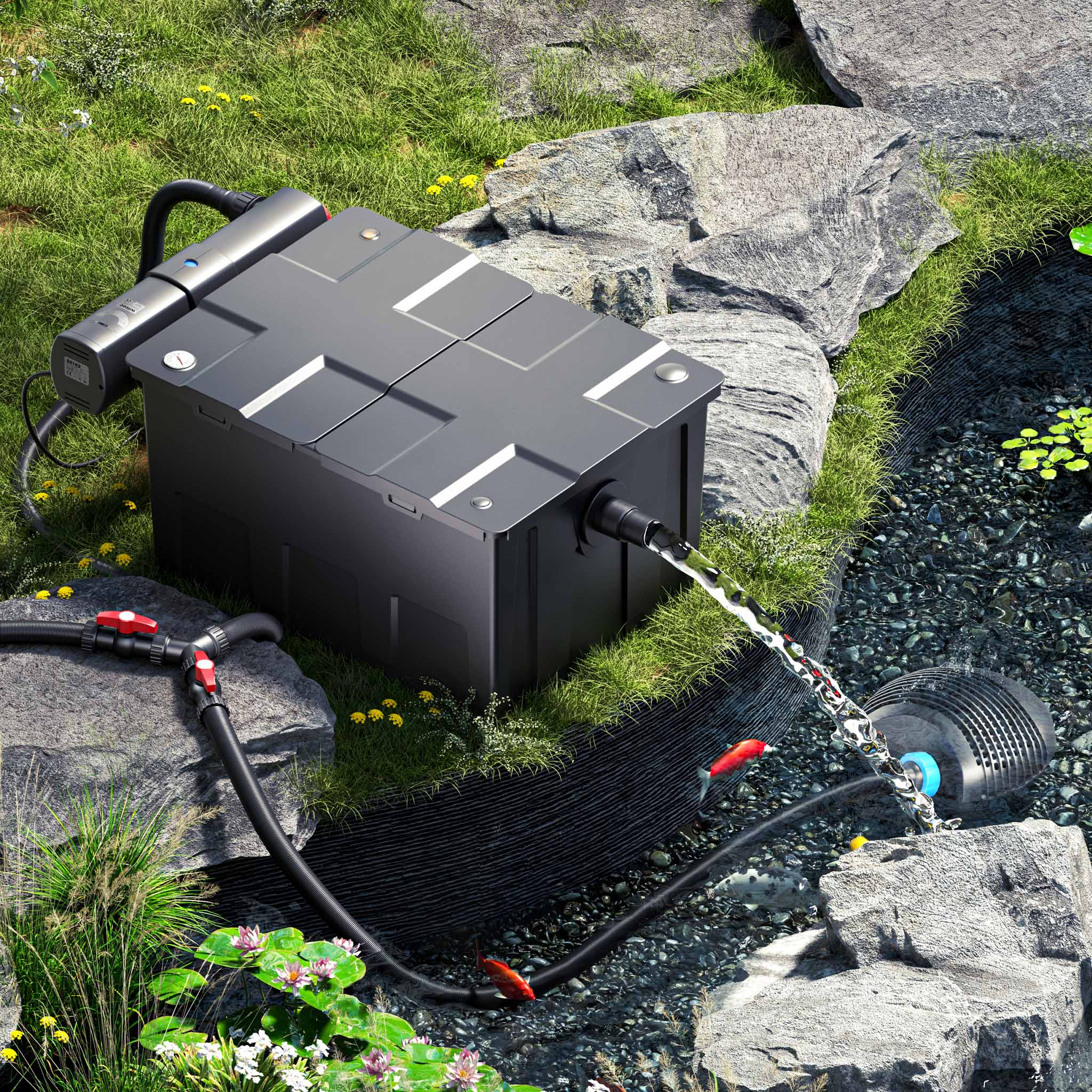 set per laghetti filtro 60000l Chiarificatore 36W Pompa NEO8000 70W