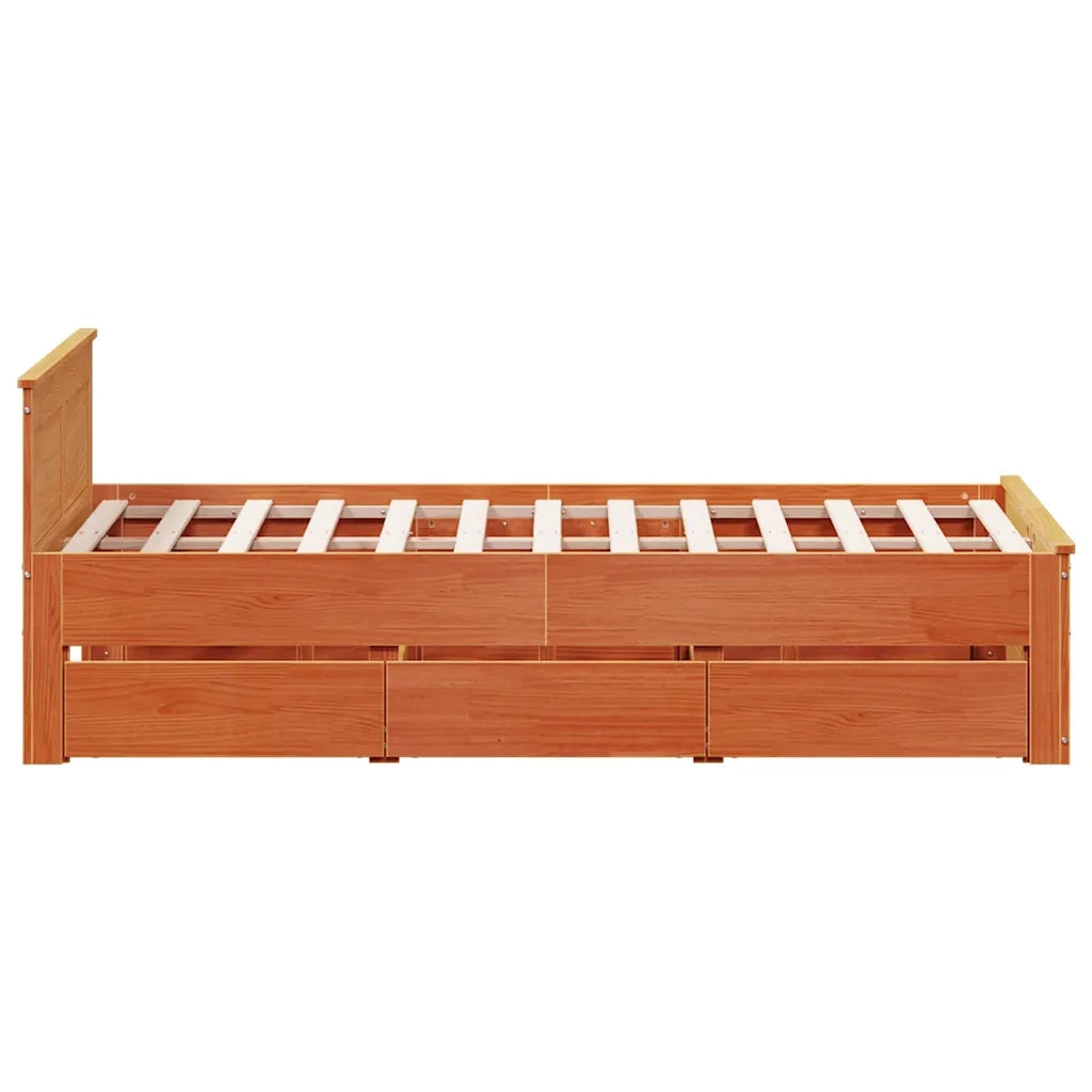 Giroletto senza Materasso con Testata Marrone Cera 135x190 Pino