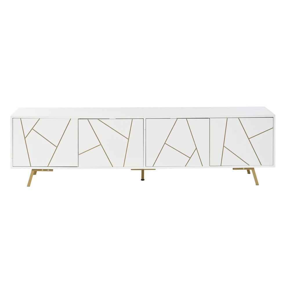 Mobile TV Soggiorno con Ante ¨C Xylo ¨C Bianco/Oro, 190x40x51,5 cm