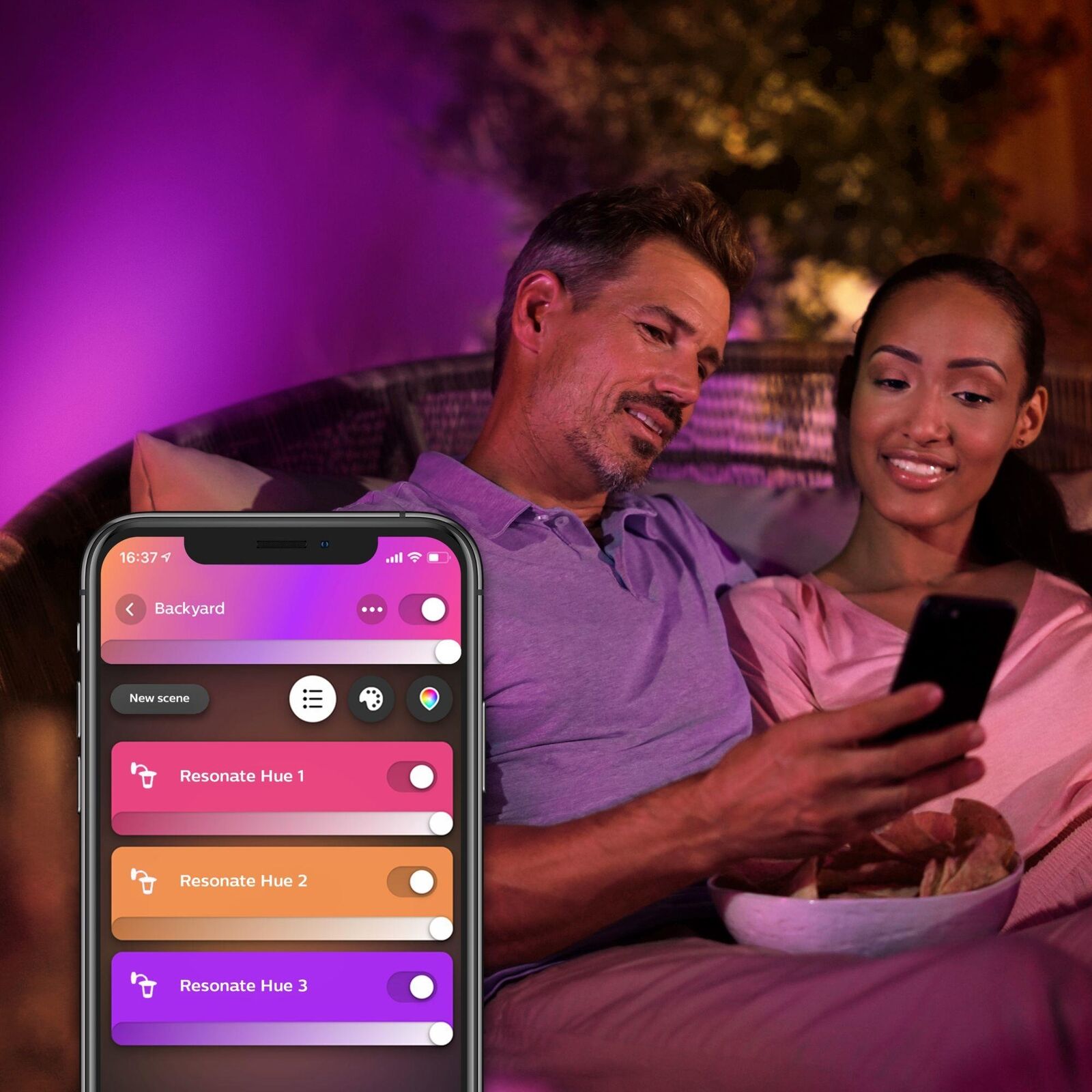 Philips Hue White and Color ambiance Resonate Lampada Smart a parete Up/Down Nero in Alluminio