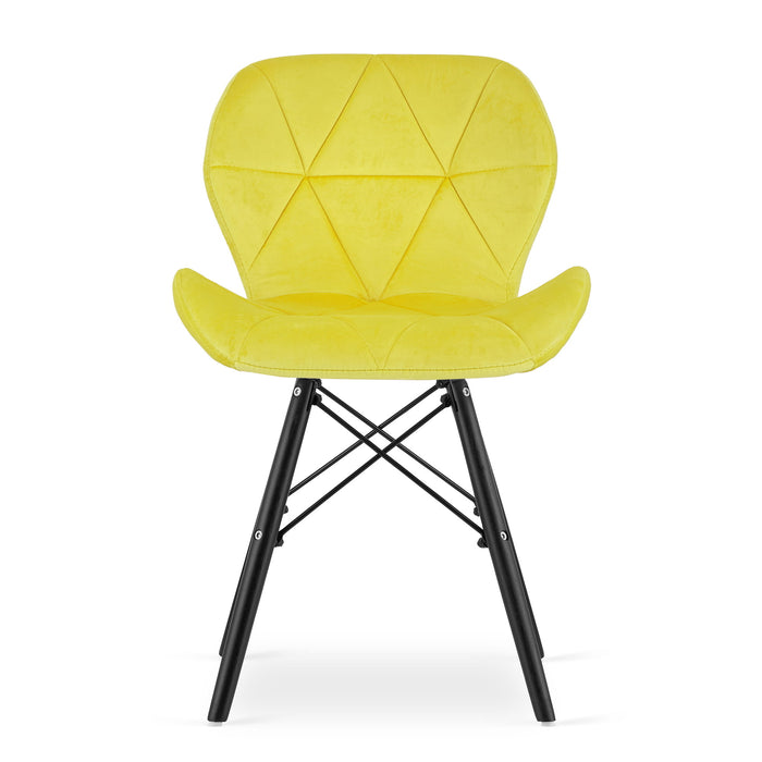 Valora WAKO Sedia in velluto giallo gambe nere design moderno x3