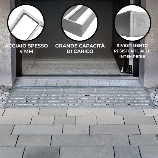 Griglia passerella in acciaio zincato griglia pavimento con scarico grigliato grondaia - 800 mm x 270 mm