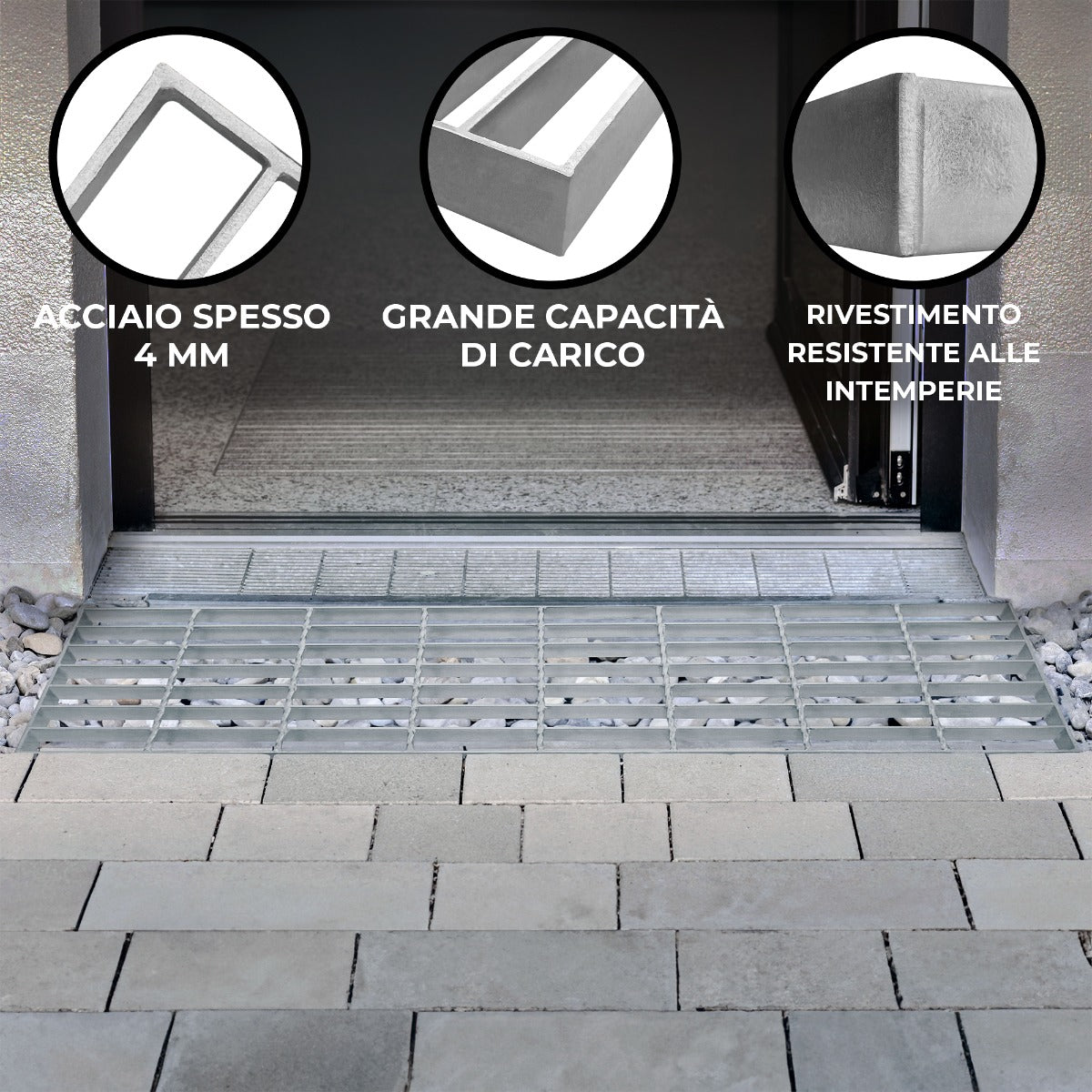 Griglia passerella in acciaio zincato griglia pavimento con scarico grigliato grondaia - 800 mm x 270 mm