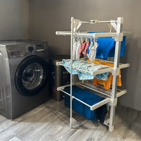 Asciugabiancheria elettrico riscaldato con copertura a 3 livelli Rack asciugabiancheria per interni Pieghevole