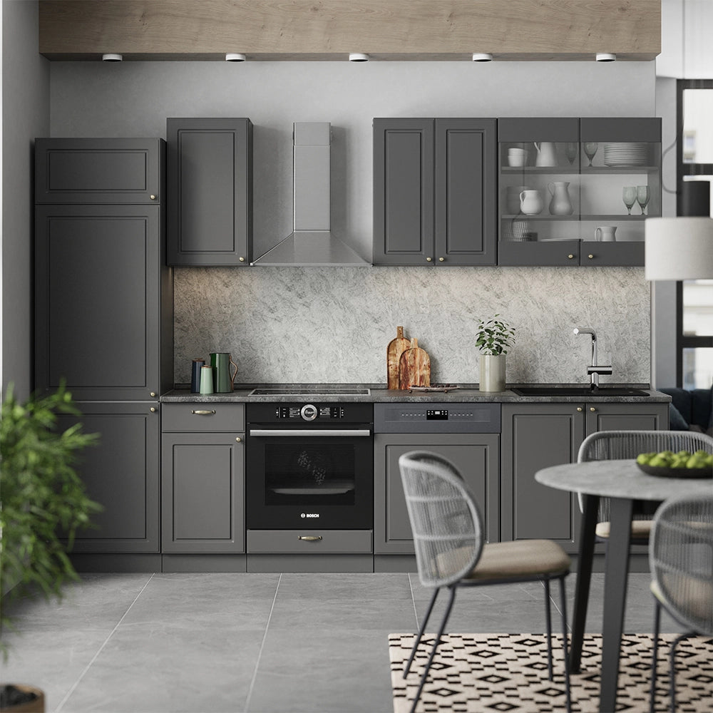 Cucina componibile Fame-Line Oro-antracite rustico/Antracite 300 cm, PL Marmo Vicco