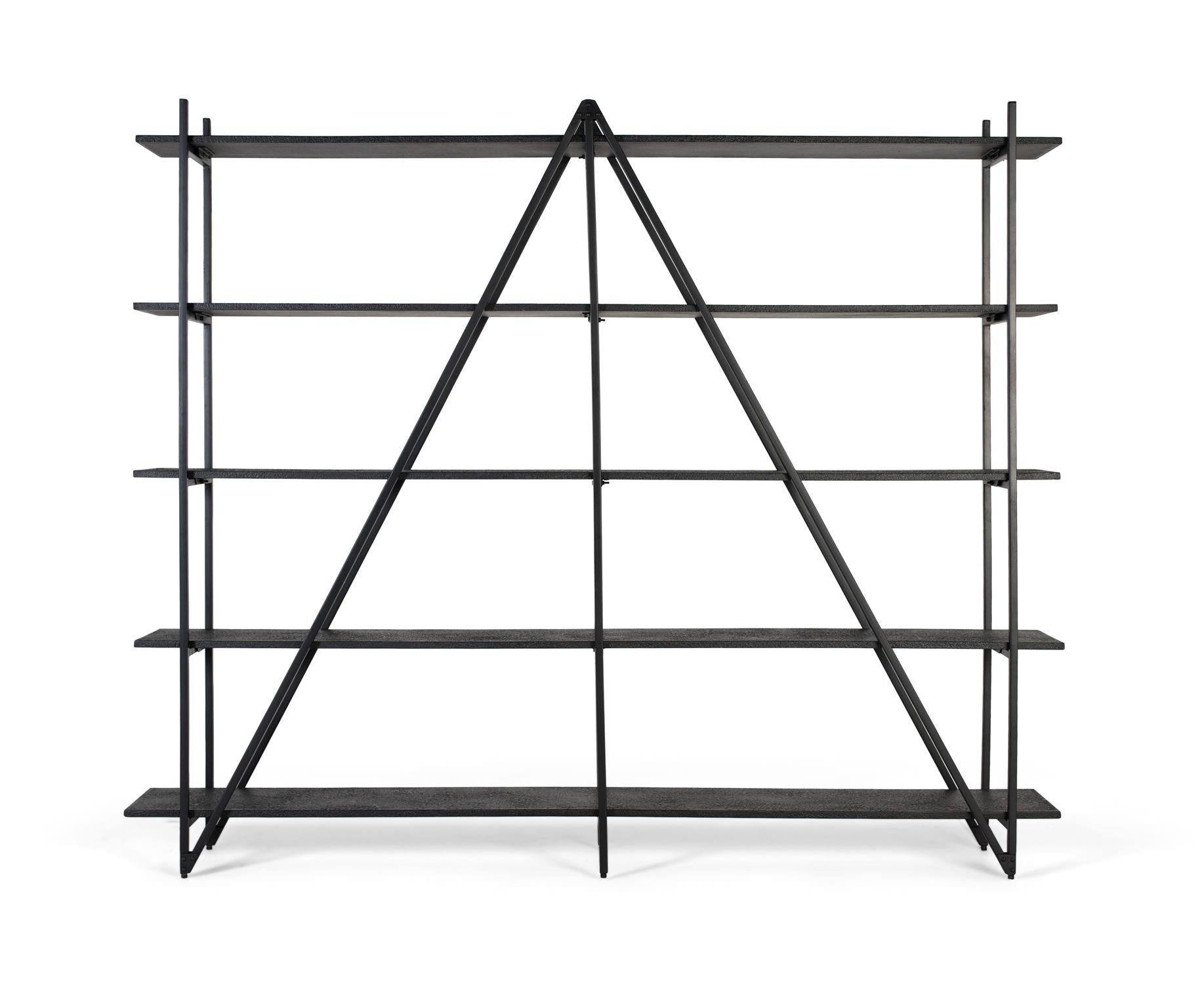 Scaffale con 5 ripiani e struttura in metallo, lunghezza 220 cm