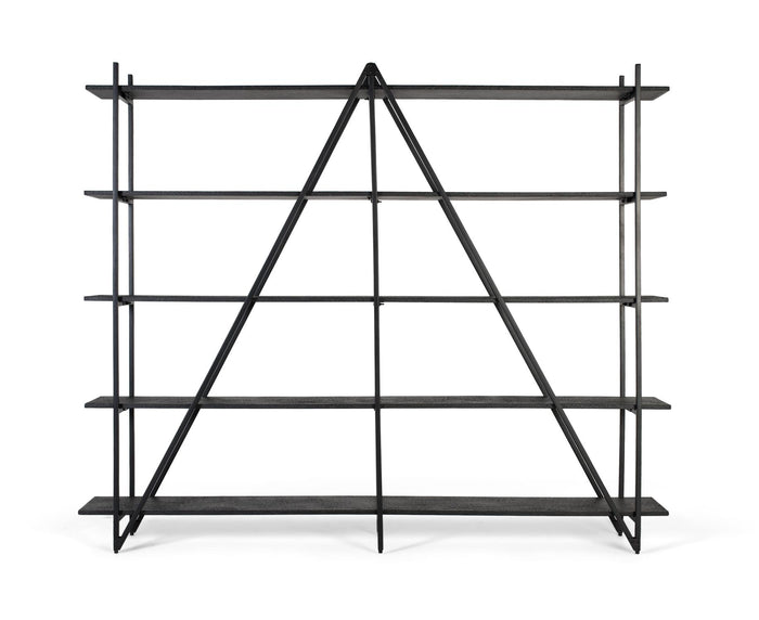 Scaffale con 5 ripiani e struttura in metallo, lunghezza 220 cm