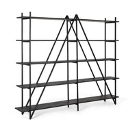 Scaffale con 5 ripiani e struttura in metallo, lunghezza 220 cm