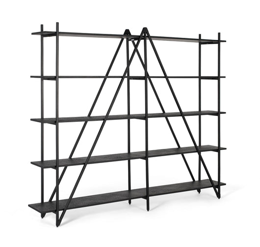 Scaffale con 5 ripiani e struttura in metallo, lunghezza 220 cm