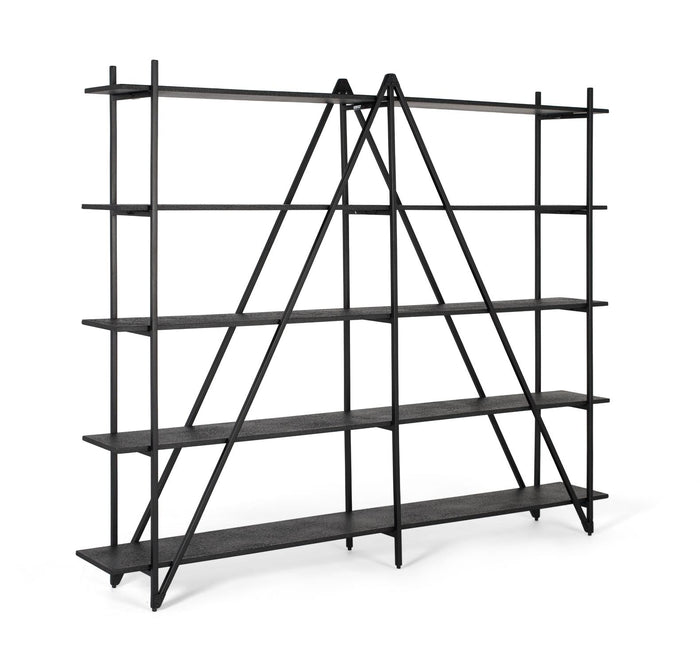 Scaffale con 5 ripiani e struttura in metallo, lunghezza 220 cm