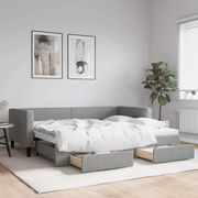 Divano Letto Estraibile Cassetti Grigio Chiaro 90x190cm Tessuto 3196624