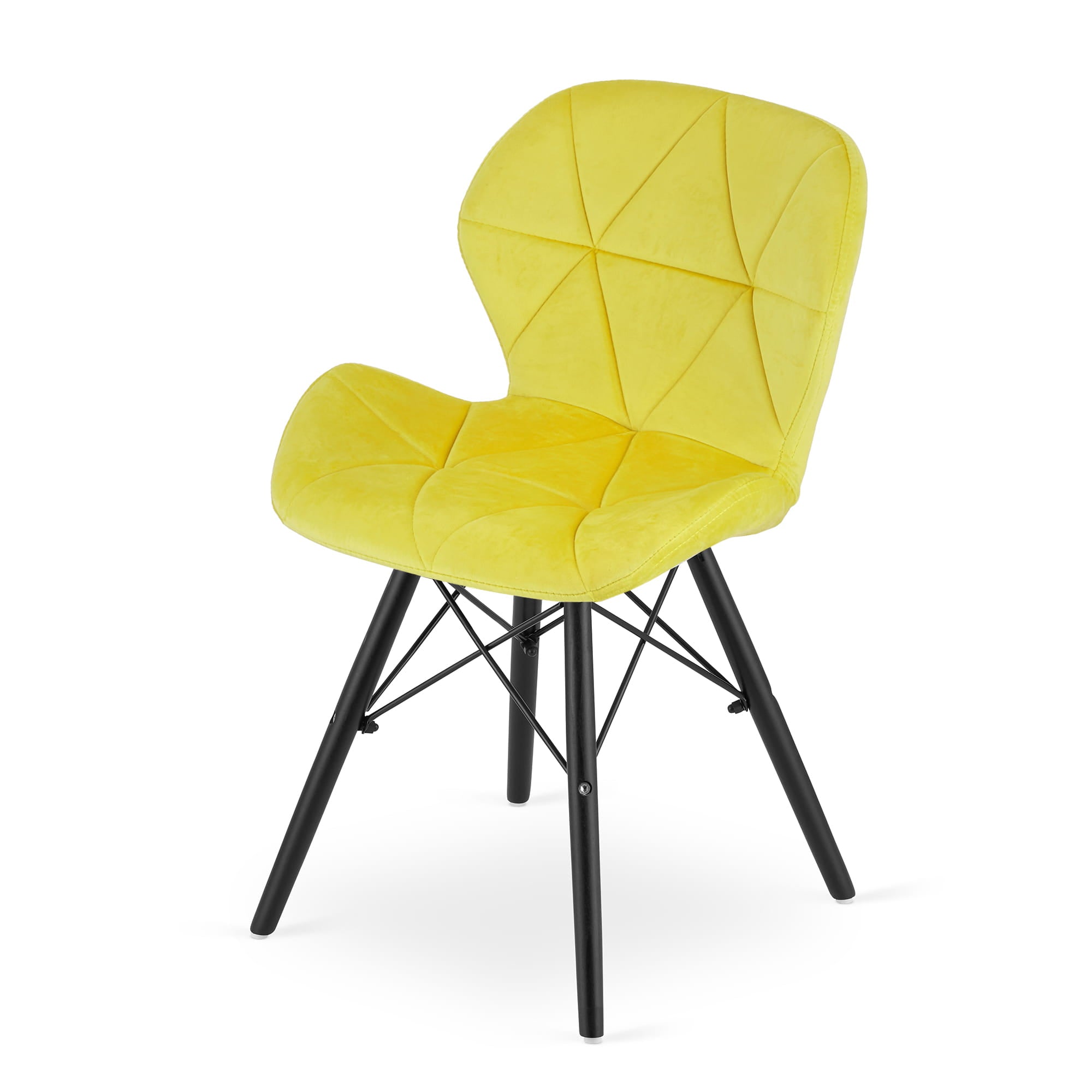 Valora WAKO Sedia in velluto giallo gambe nere design moderno x3